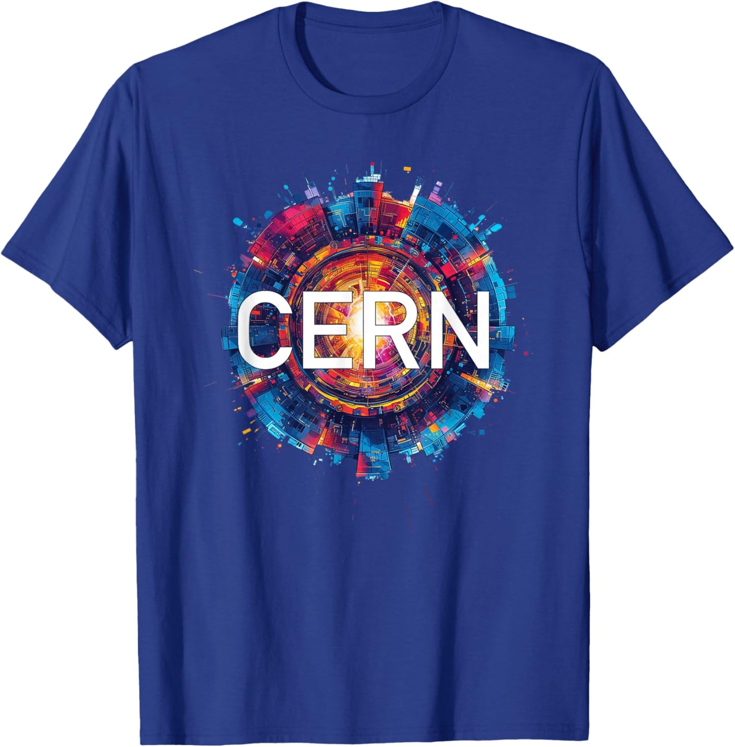 CERN Collider Abstract Hadron Enthusiast T-Shirt - T-Shirt | Royal