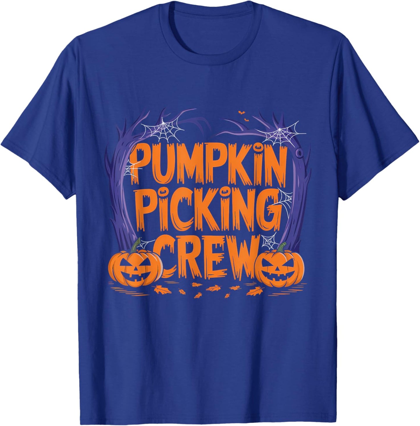 Spooky Pumpkin Picking Crew Matching Family Autumn T-Shirt - T-Shirt | Royal