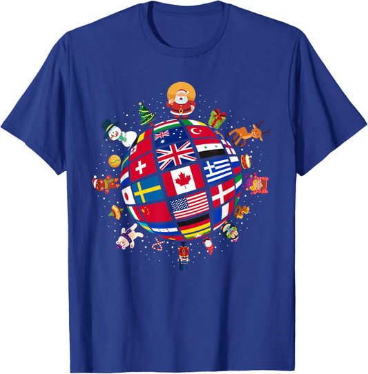 Flags Of The World Christmas Around The Globe T-Shirt - T-Shirt | Royal