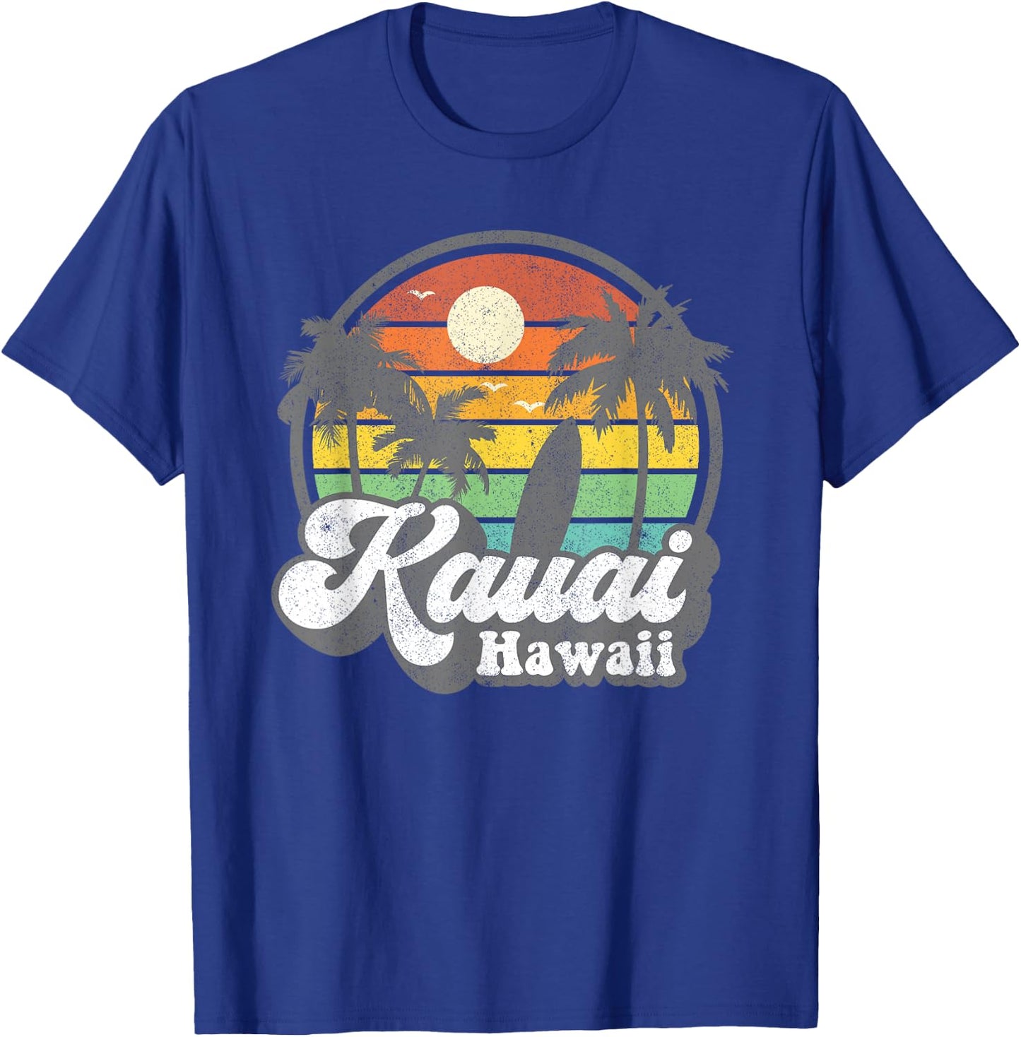 Vintage Kauai Beach Hawaii Surf Hawaiian Surfing 70's Gift T-Shirt - T-Shirt | Royal