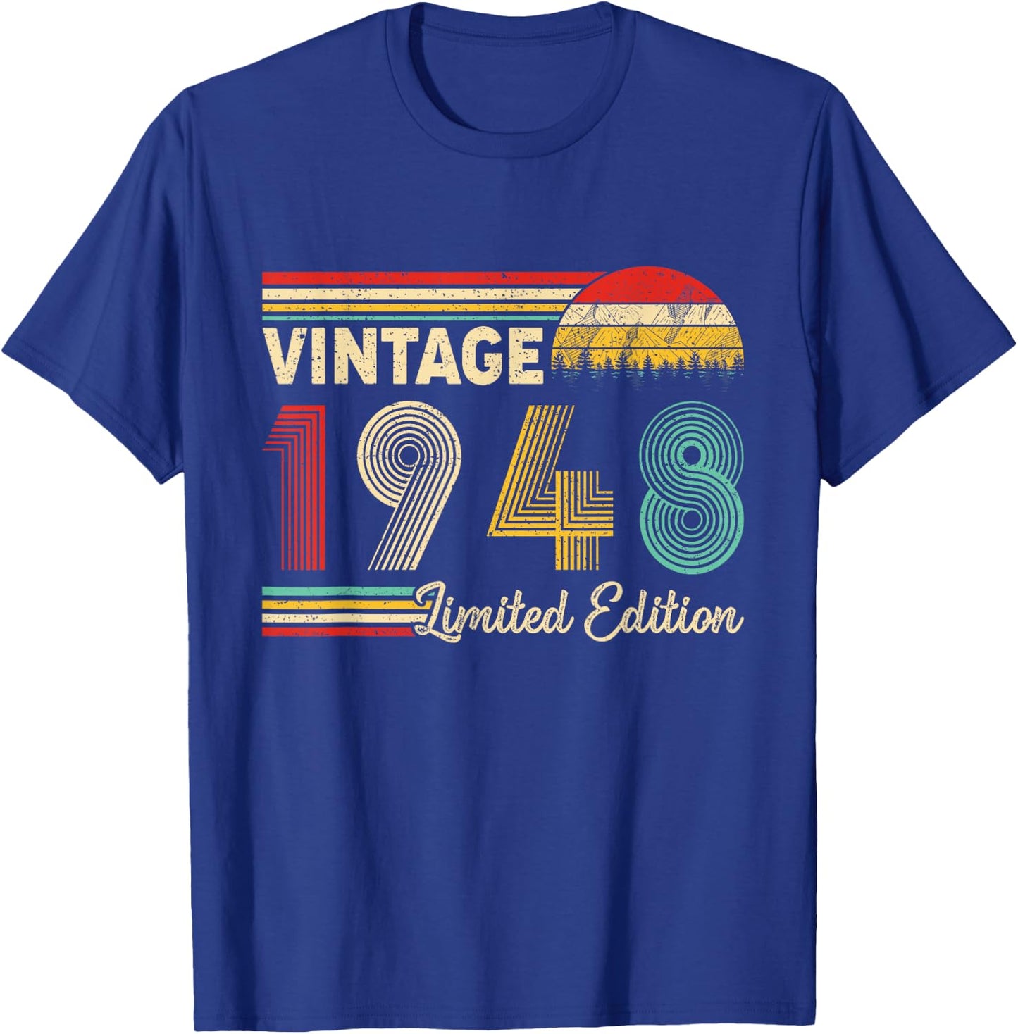 Vintage 1948 Limited Edition Outfit Distressed Retro 1948 T-Shirt - T-Shirt | Royal