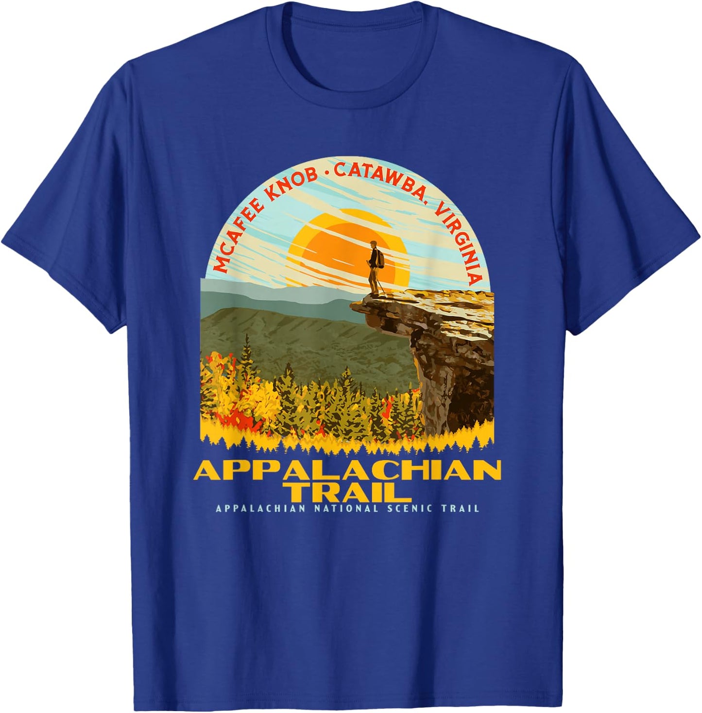 McAfee Knob Overlook Appalachian Trail WPA Style Graphic T-Shirt - T-Shirt | Royal