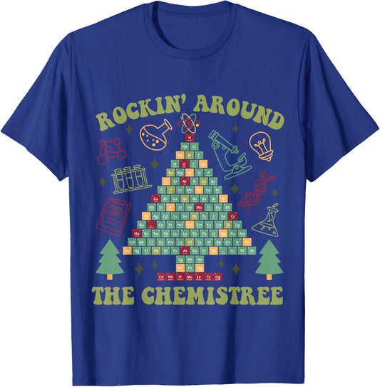 Lab Tech Christmas Shirt Rocking Around Chemistree T-Shirt - T-Shirt | Royal