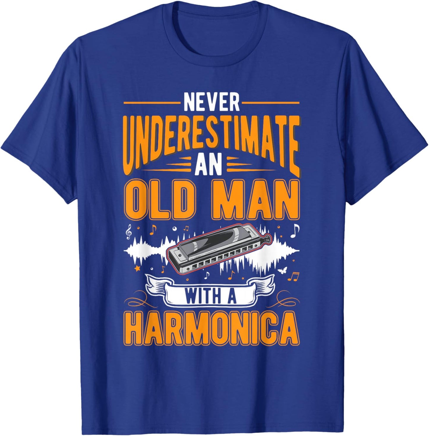 Harmonica Old Man T-Shirt - T-Shirt | Royal