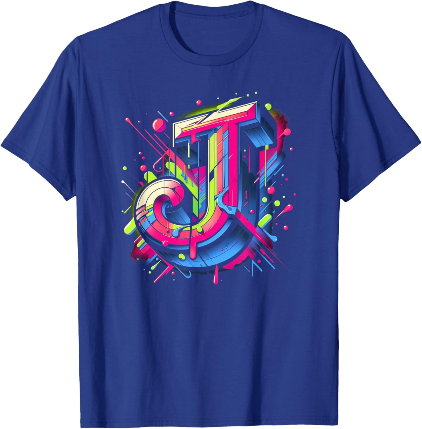 Initial Name Letter J Alphabet In Graffiti Art Style T-Shirt - T-Shirt | Royal