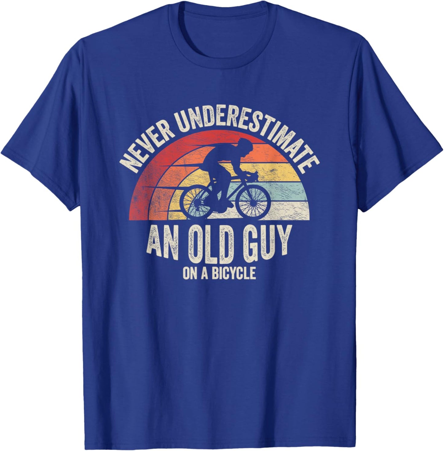 Retro Vintage Never Underestimate An Old Guy On A Bicycle T-Shirt - T-Shirt | Royal