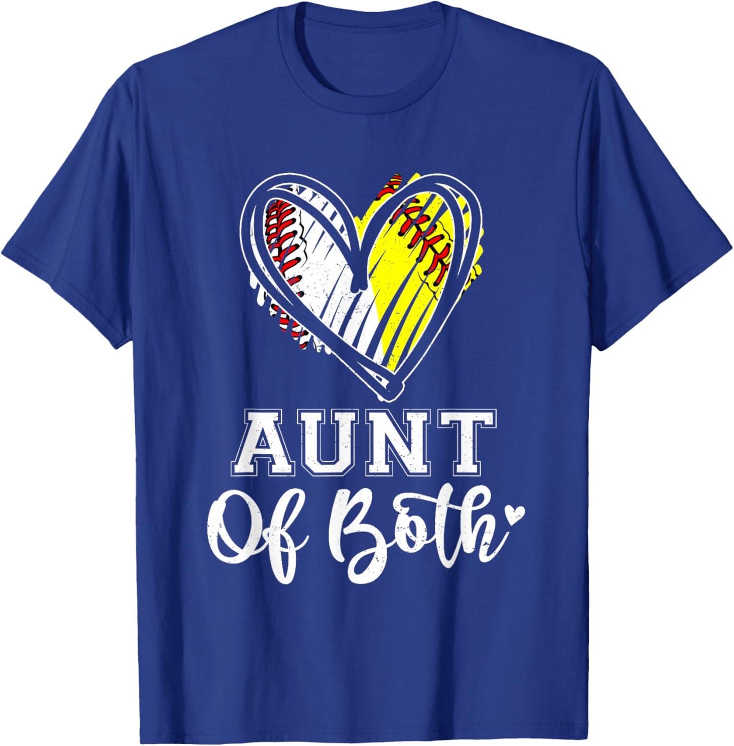 Aunt Of Both Baseball Softball Aunt Mothers Day T-Shirt - T-Shirt | Royal