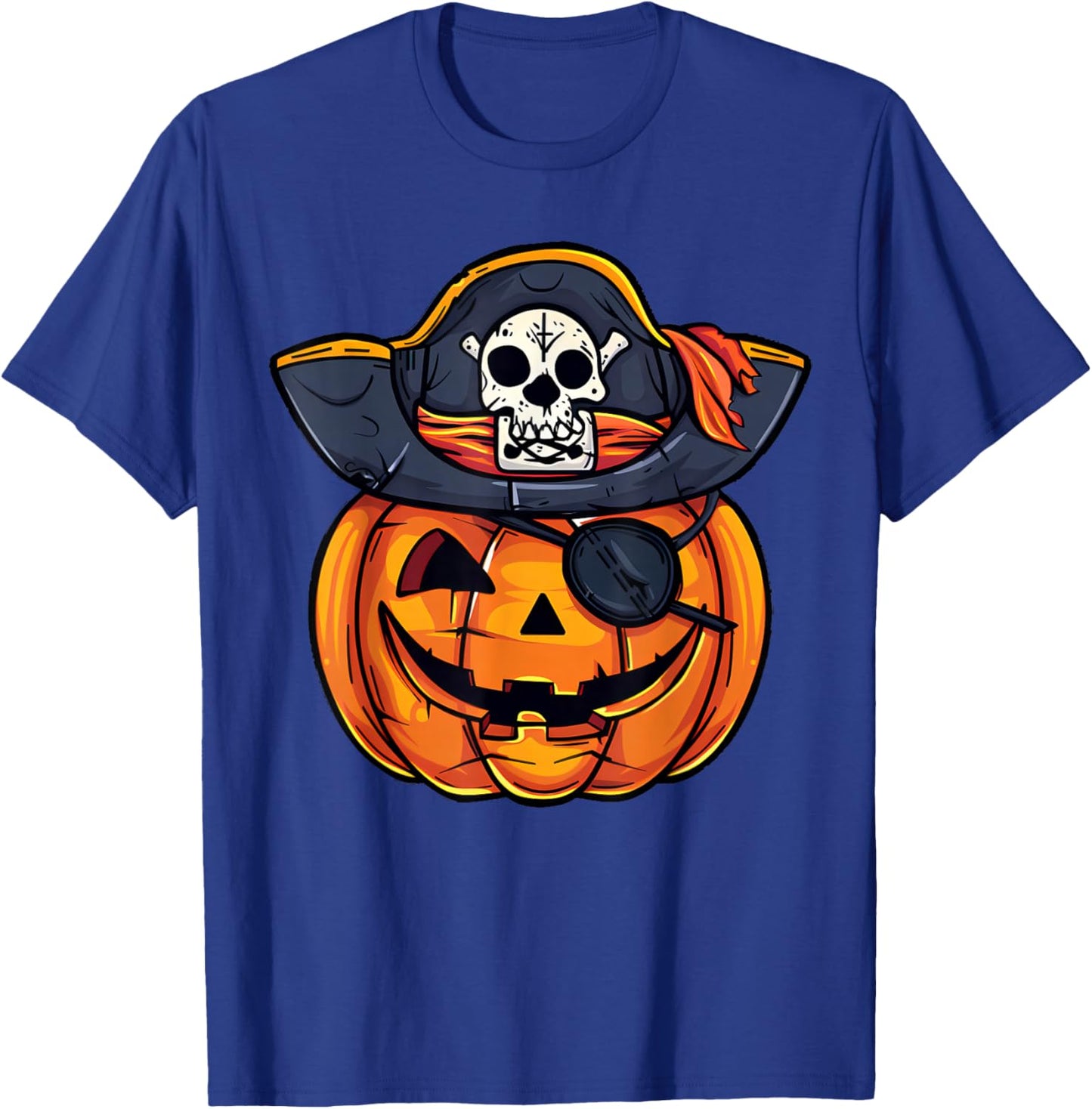 Boys Halloween Pirate Pumpkin Jack O Lantern Toddler Kids T-Shirt - T-Shirt | Royal