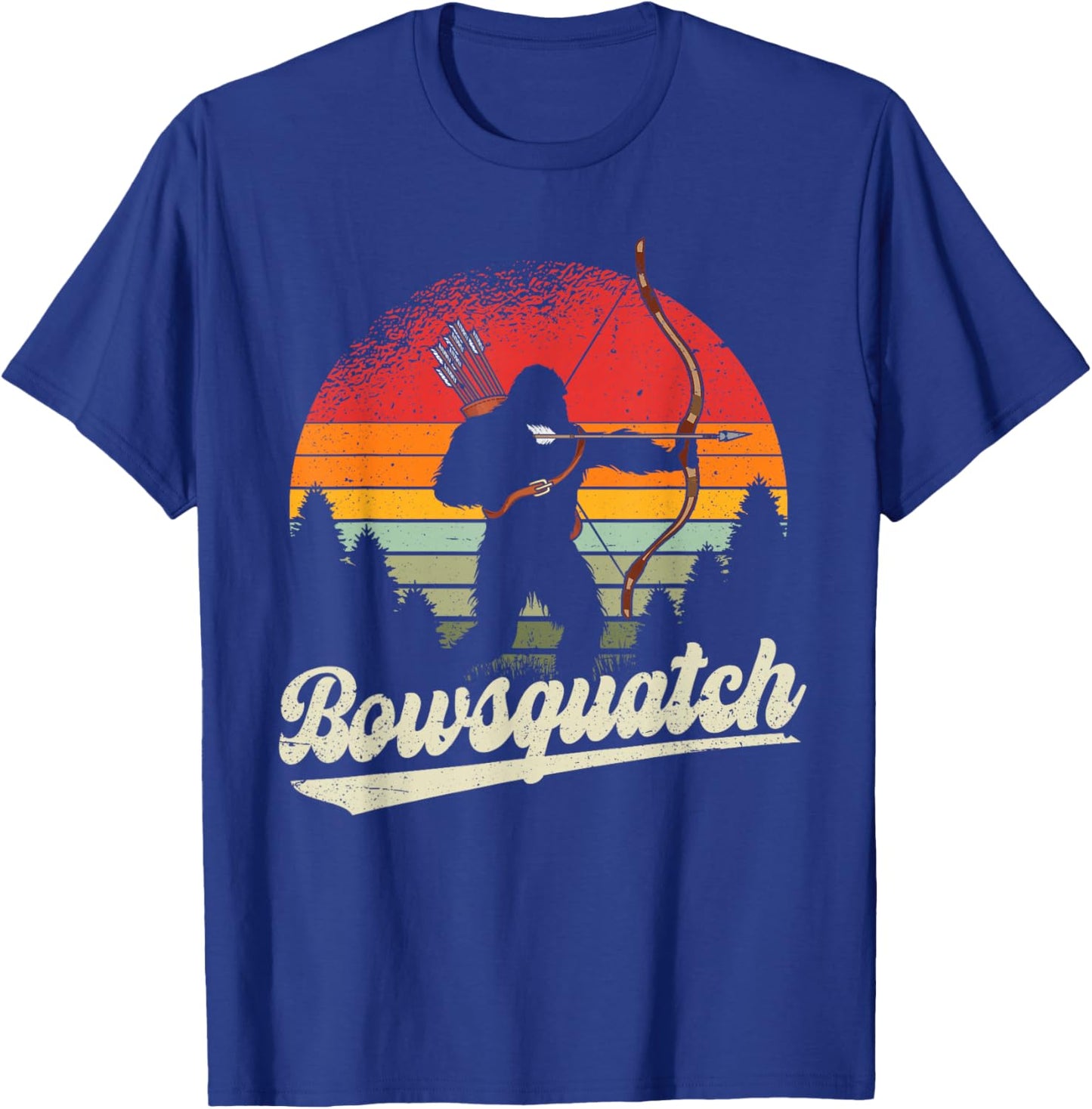 Bowsquatch Bow Arrow Bigfoot Archery Retro Sasquatch Archer T-Shirt - T-Shirt | Royal