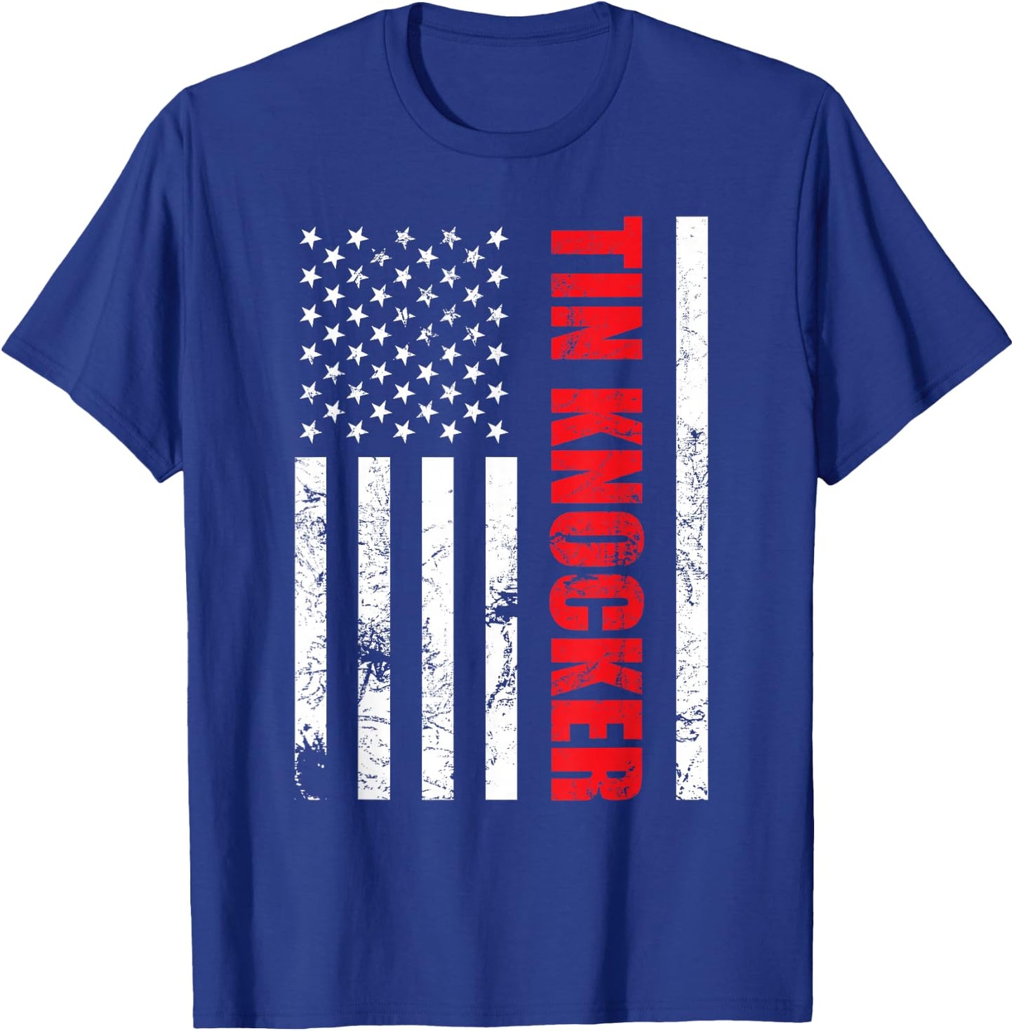 Tin Knocker Sheet Metal Worker, American Vertical Flag USA T-Shirt - T-Shirt | Royal