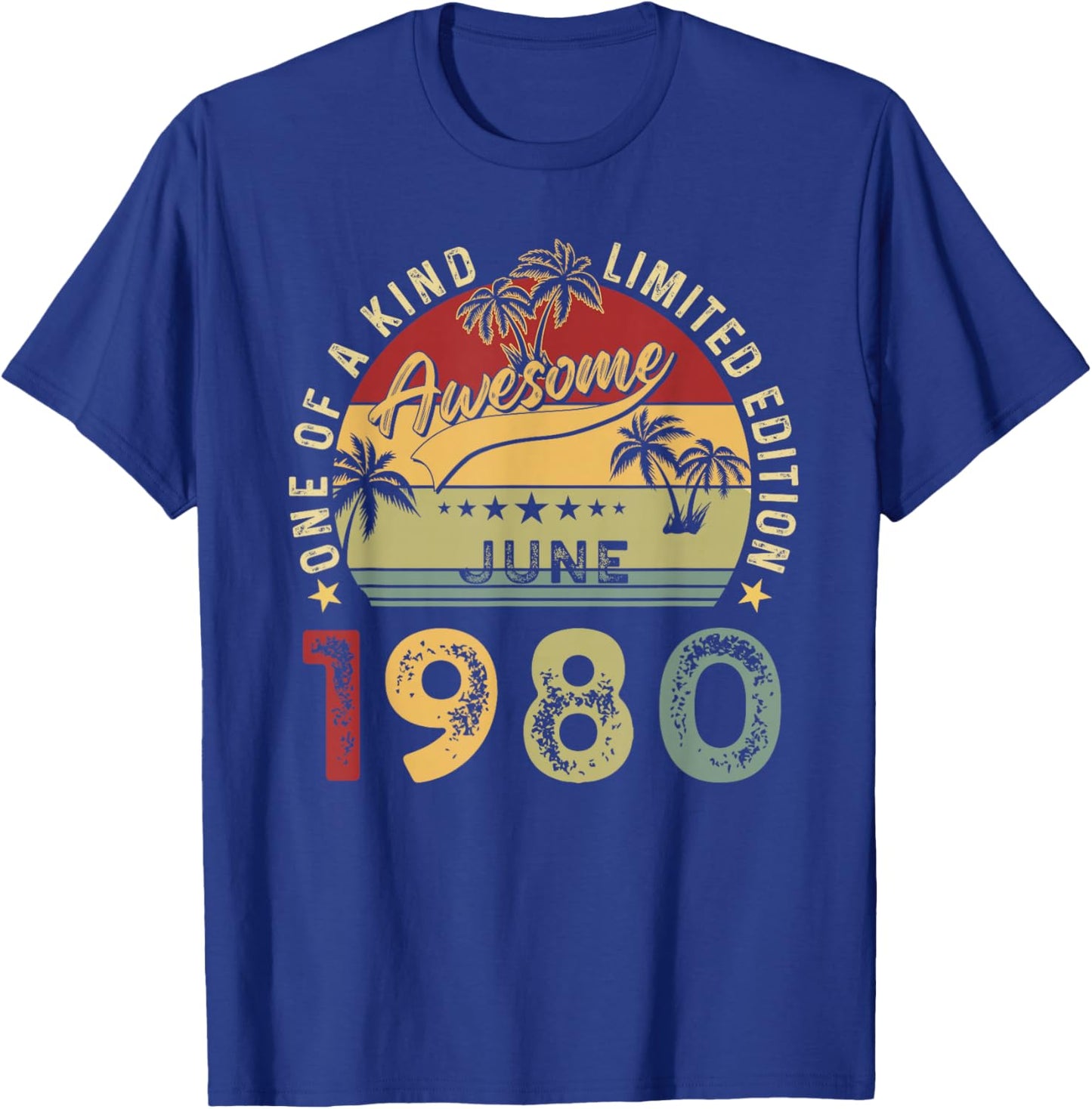 Awesome Since June 1980 Vintage Birthday Gift Men Women T-Shirt - T-Shirt | Royal