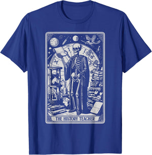 Funny Skeleton History Teacher Tarot Card Astrology Witch T-Shirt - T-Shirt | Royal