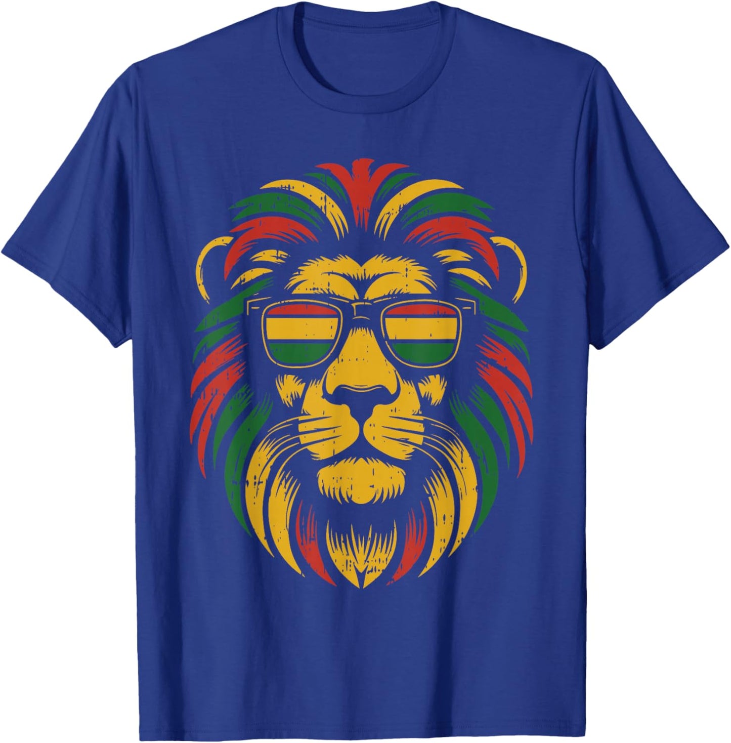 Pan African Lion Face Juneteenth Animal Black History BLM T-Shirt - T-Shirt | Royal