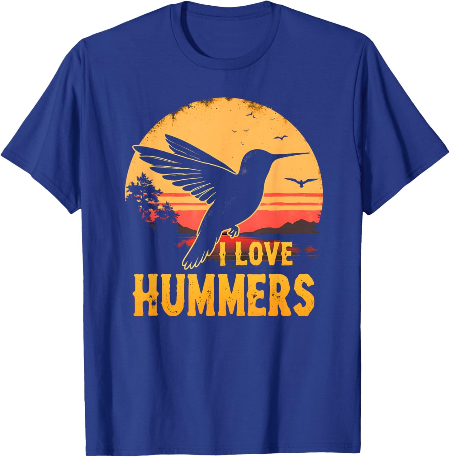 I Love Hummers Bird Colibri Vintage Sunset Hummers Kids T-Shirt - T-Shirt | Royal