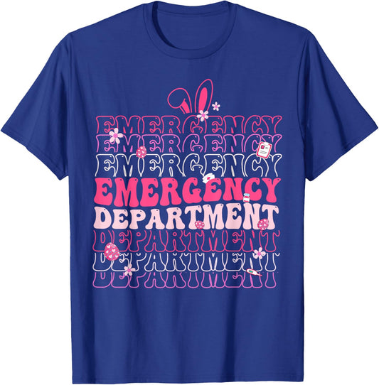 Emergency Department ER Nurse Bunny Easter Day ER Nurse Life T-Shirt - T-Shirt | Royal