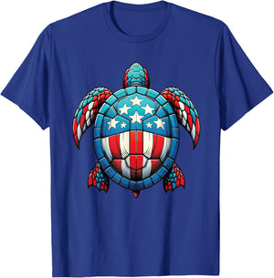 Patriotic Turtle 4th Of July Kids Teen Girls Women T-Shirt - T-Shirt | Royal