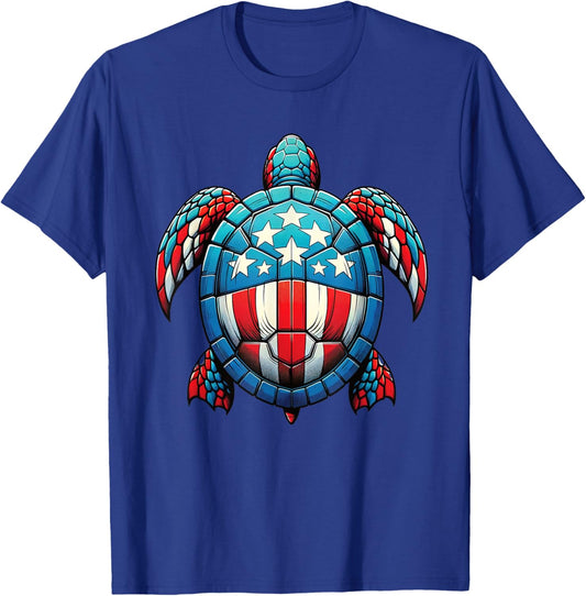 Patriotic Turtle 4th Of July Kids Teen Girls Women T-Shirt - T-Shirt | Royal