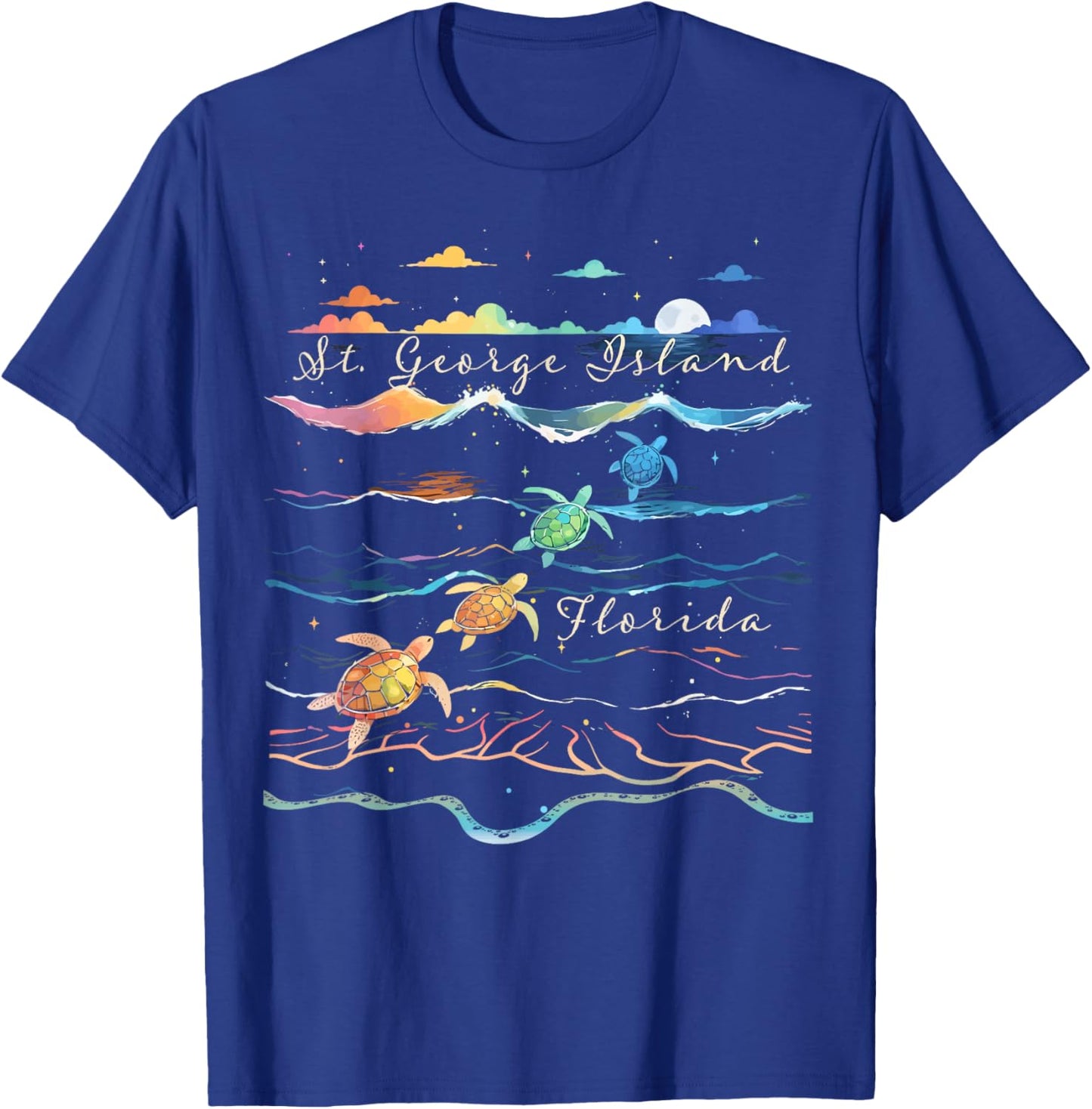 St. George Island Florida Beach Sea Turtle Lover Ocean T-Shirt - T-Shirt | Royal