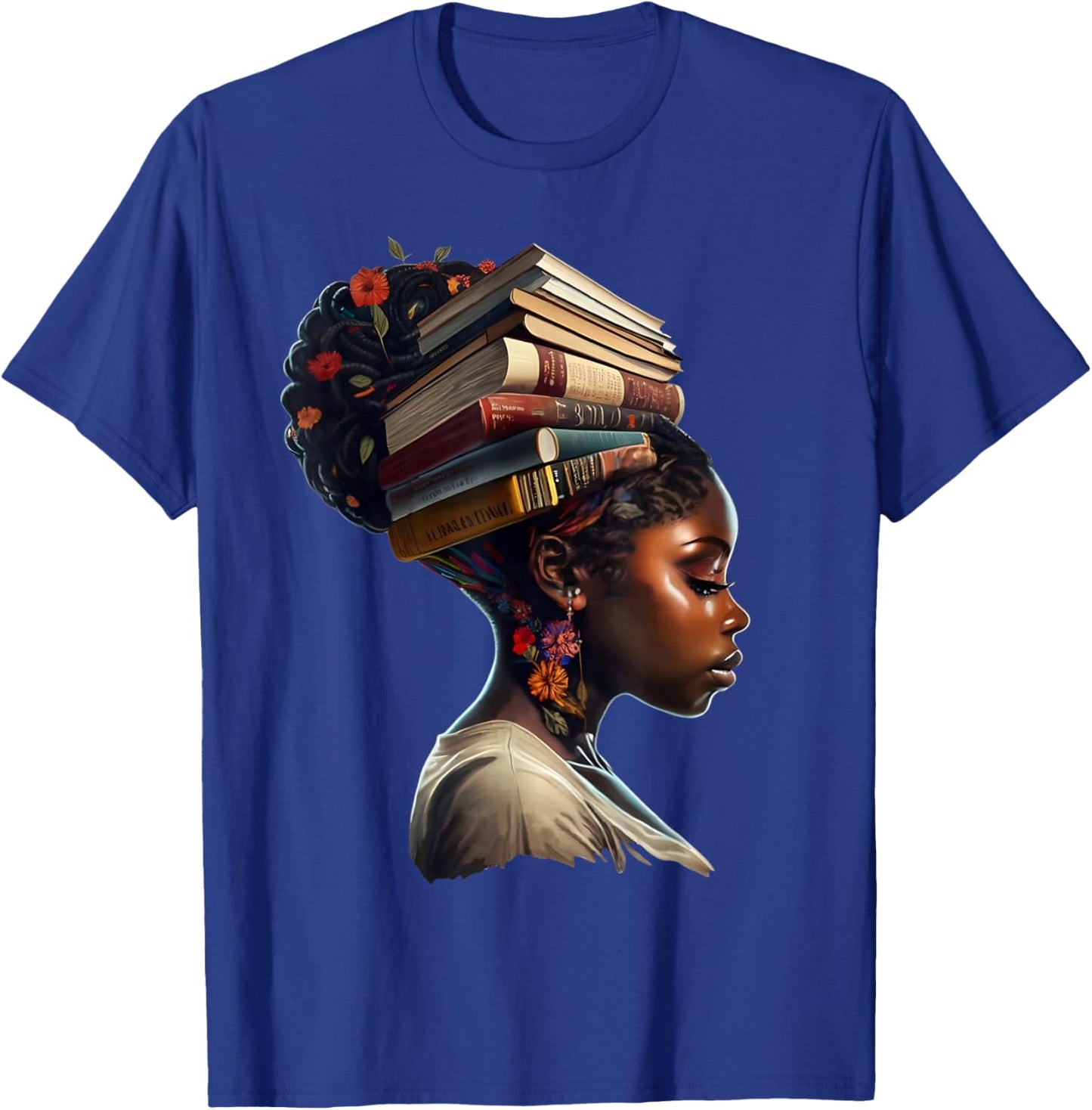 Black Girl Crown of Books African Teacher Black History BHM T-Shirt - T-Shirt | Royal