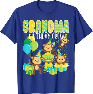 Birthday Party Monkey Grandma Birthday Crew Family Matching T-Shirt - T-Shirt | Royal