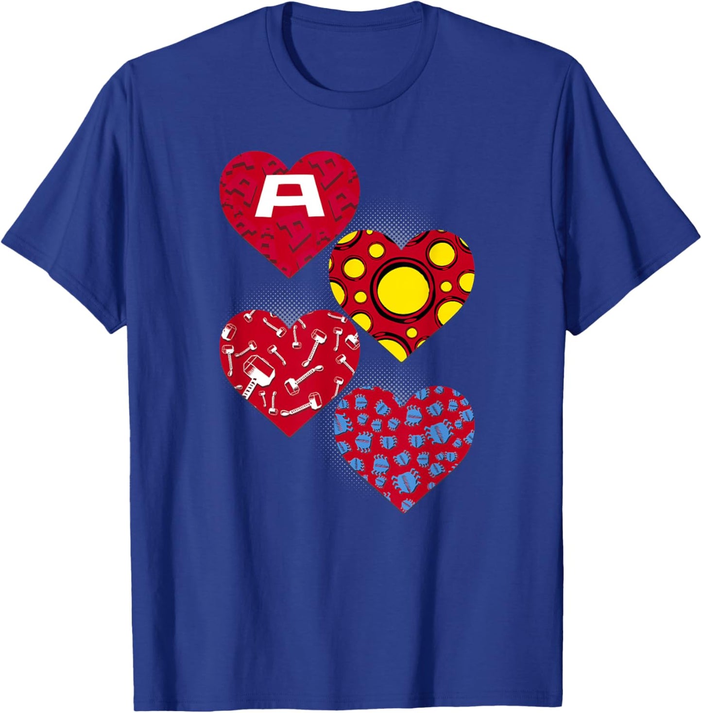 Marvel Comics Avengers Valentine's Day Super Hero Hearts T-Shirt - T-Shirt | Royal