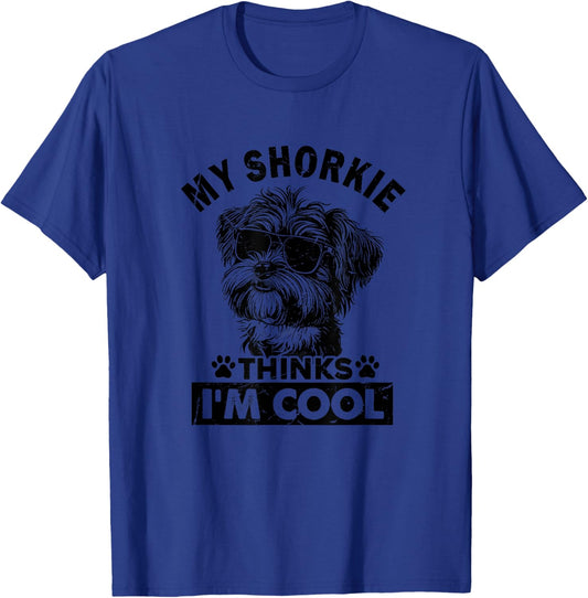 My Shorkie Dog Thinks I'm Cool Vintage Retro Funny Dog Lover T-Shirt - T-Shirt | Royal