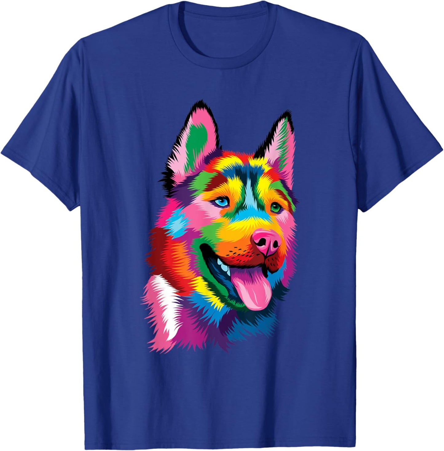 Colorful Siberian Husky - Dog Lover Pet Trainer Breeder Men Women Girls Kids T-Shirt - T-Shirt | Royal