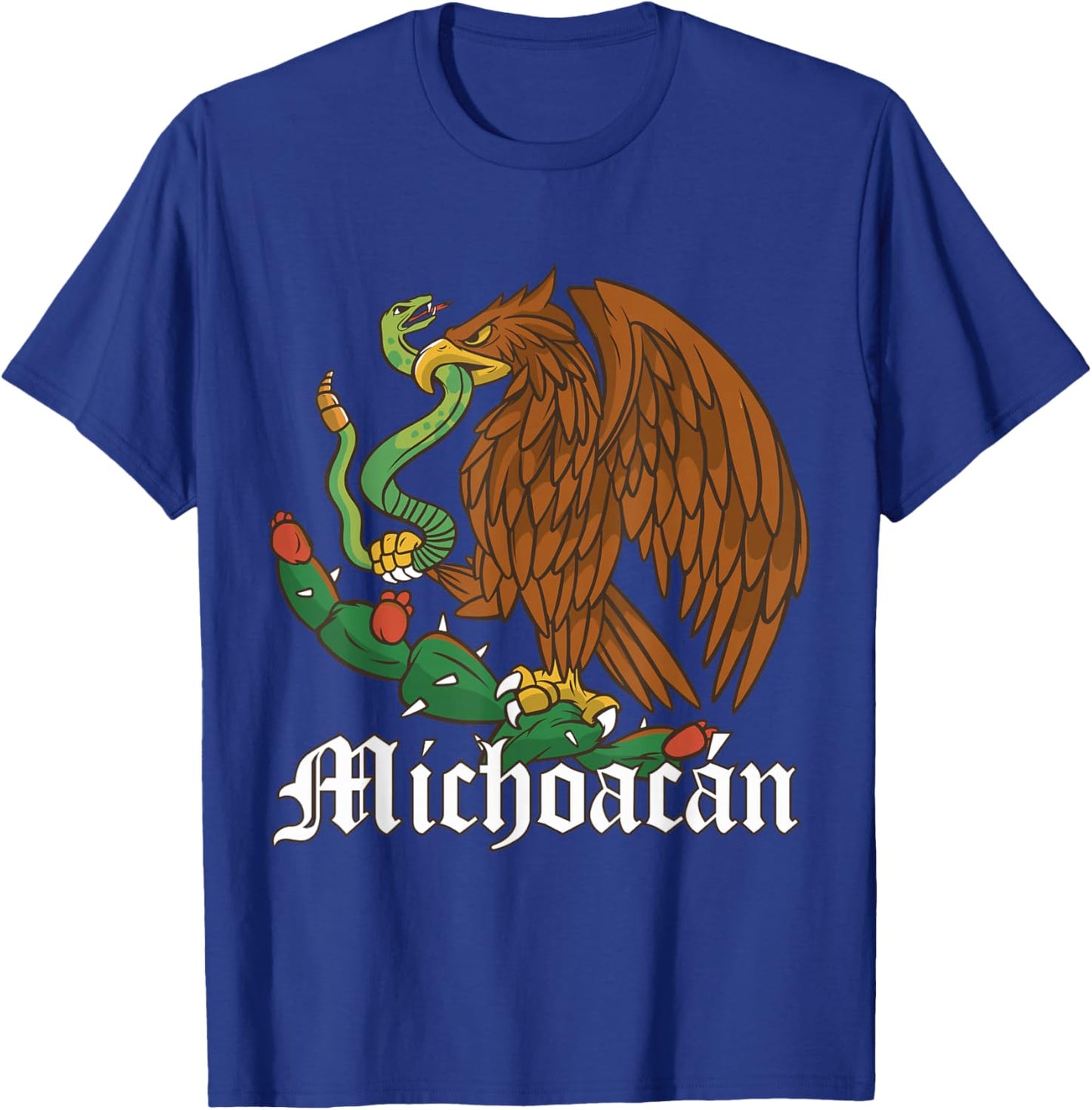 Michoacan Mexico with Mexican Eagle, Michoacan T-Shirt - T-Shirt | Royal