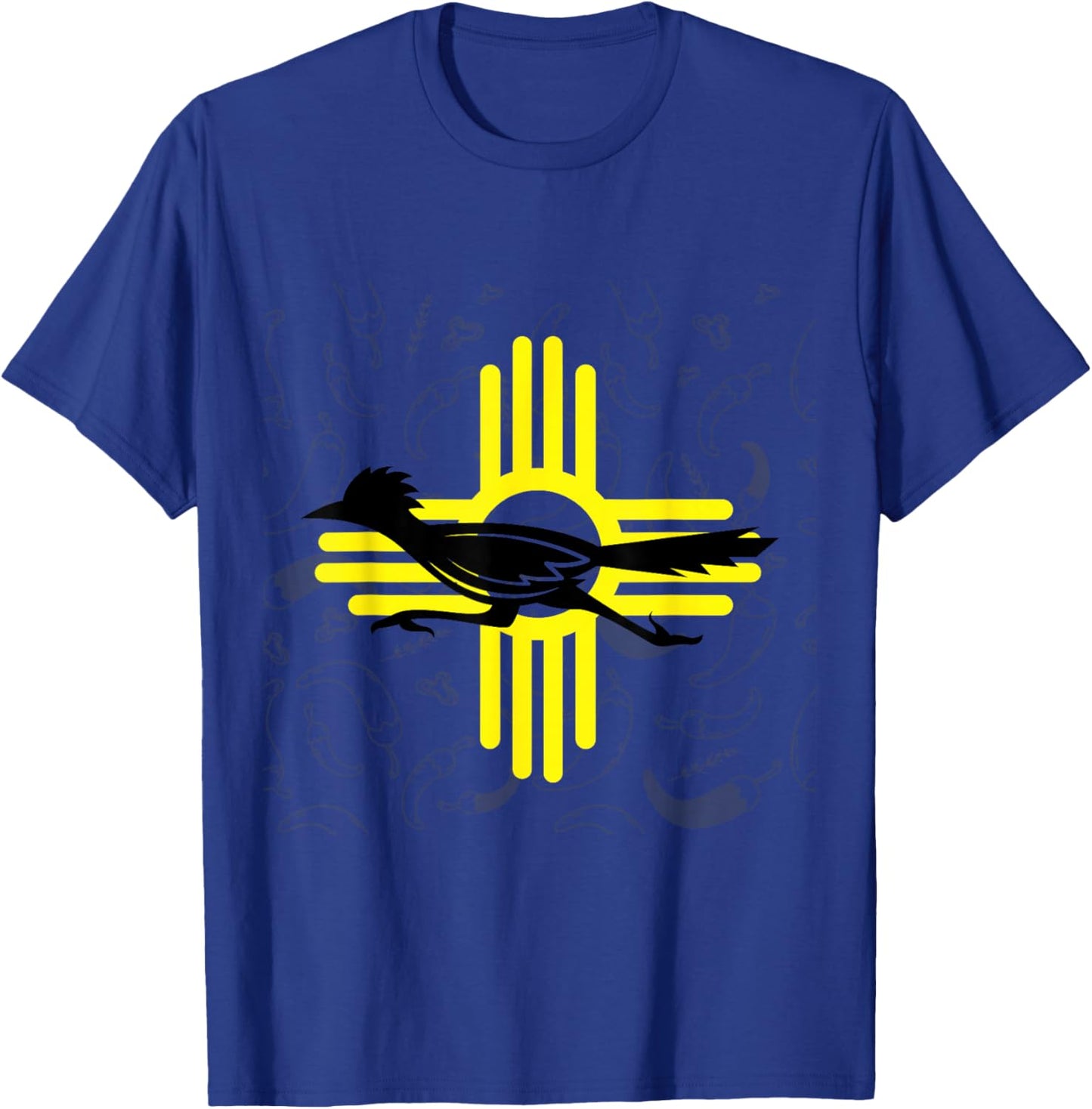 Southwestern New Mexico Spirit Road Runner Zia Chile Pepper T-Shirt - T-Shirt | Royal