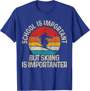 School Is Important But Skiing Is Importanter Ski Funny Gift T-Shirt - T-Shirt | Royal