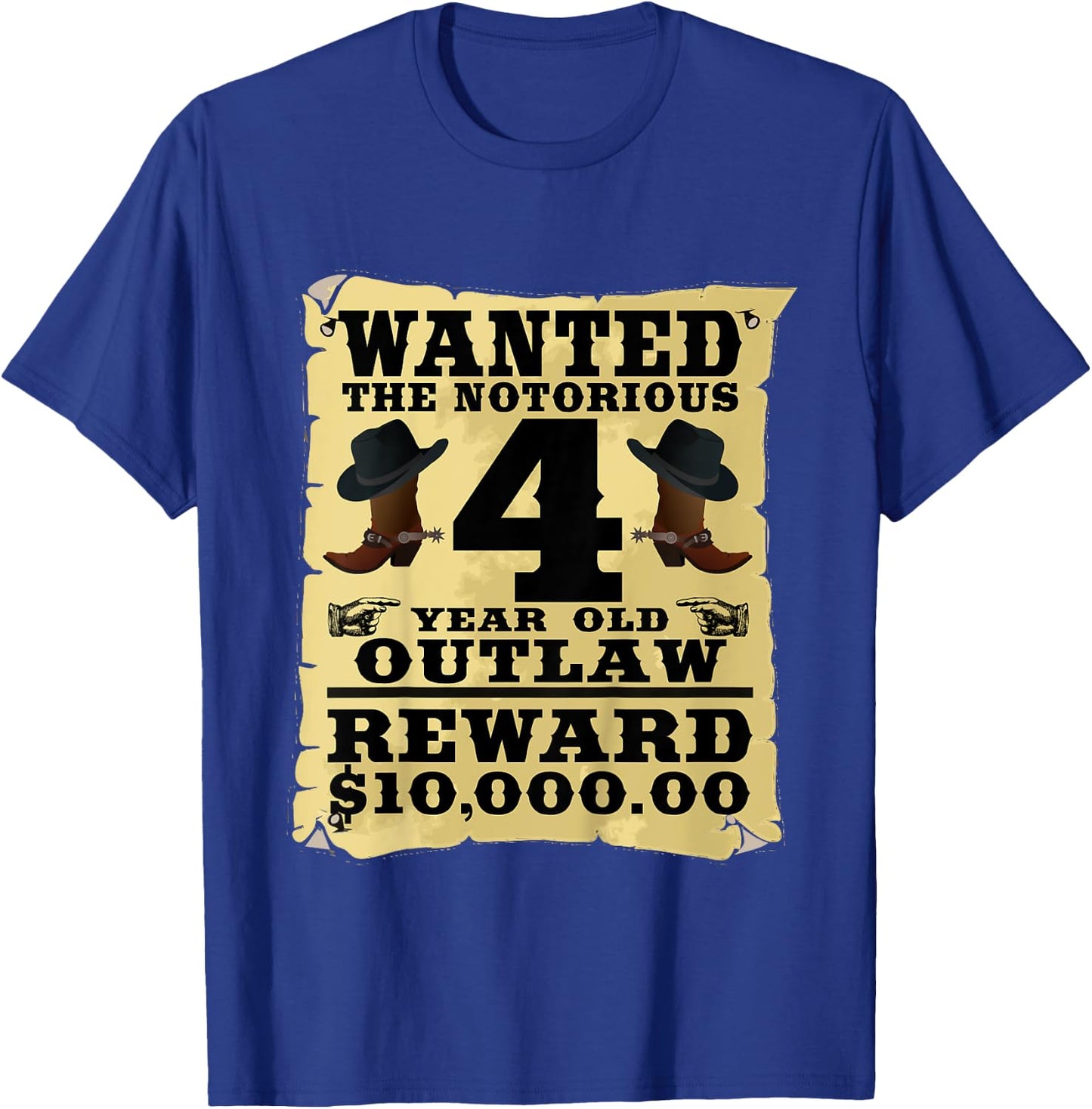 Kids 4 Year Old Cowboy Birthday Party Wild West Western 4th Gift T-Shirt - T-Shirt | Royal