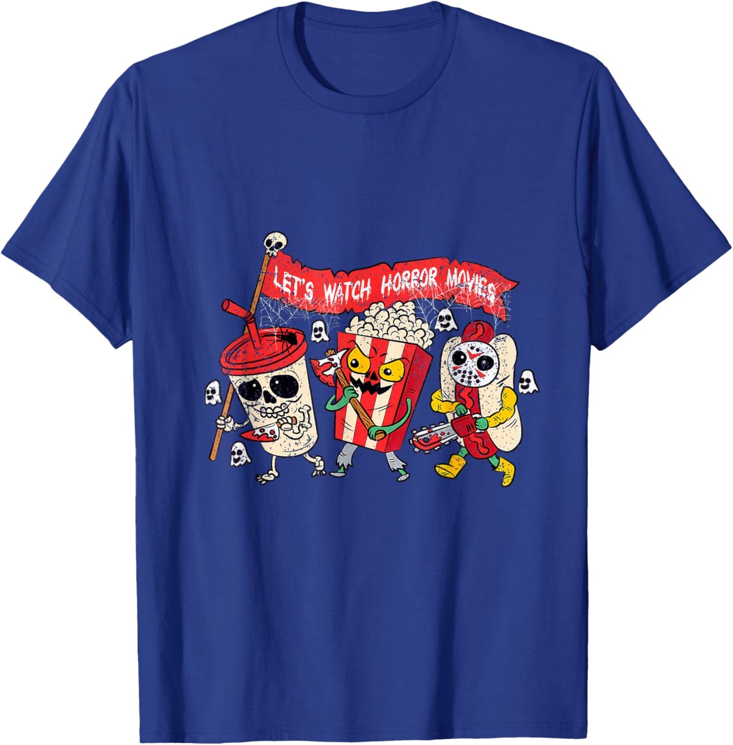 Retro Movie Concessions Let's Watch Horror Movies Halloween T-Shirt - T-Shirt | Royal