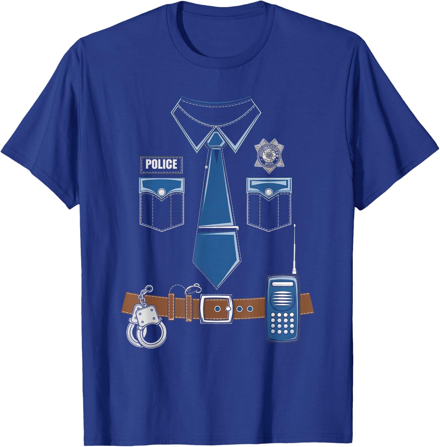 Police Costume Police Officer Cop Uniform Halloween T-Shirt - T-Shirt | Royal
