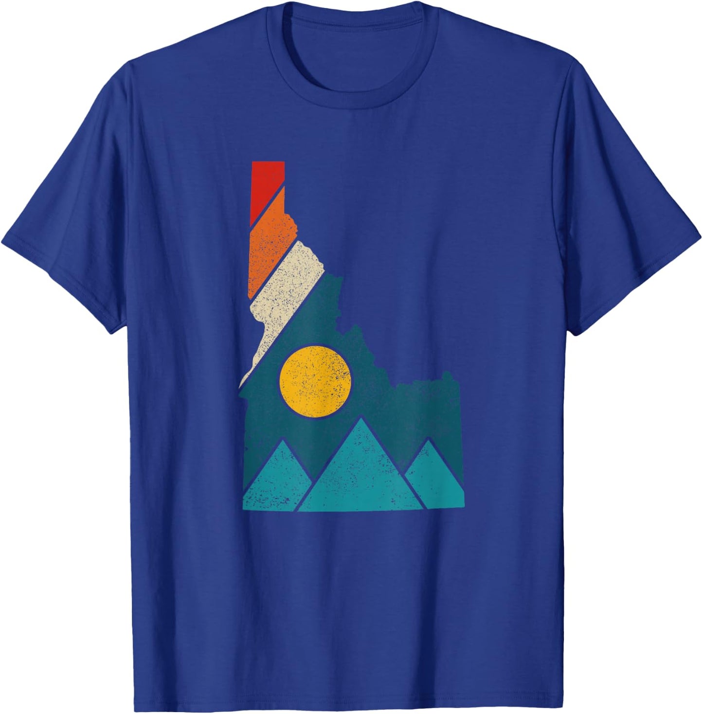 Idaho Vintage State Map Mountains Hikers Camping T-Shirt - T-Shirt | Royal
