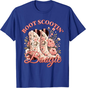 Boot Scootin’ Boogie Retro Vintage Western Cowboys Music T-Shirt - T-Shirt | Royal