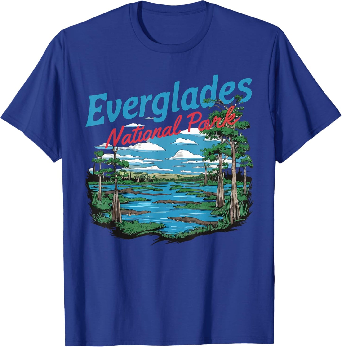 Everglades National Park Illustration Hiking Retro Florida T-Shirt - T-Shirt | Royal