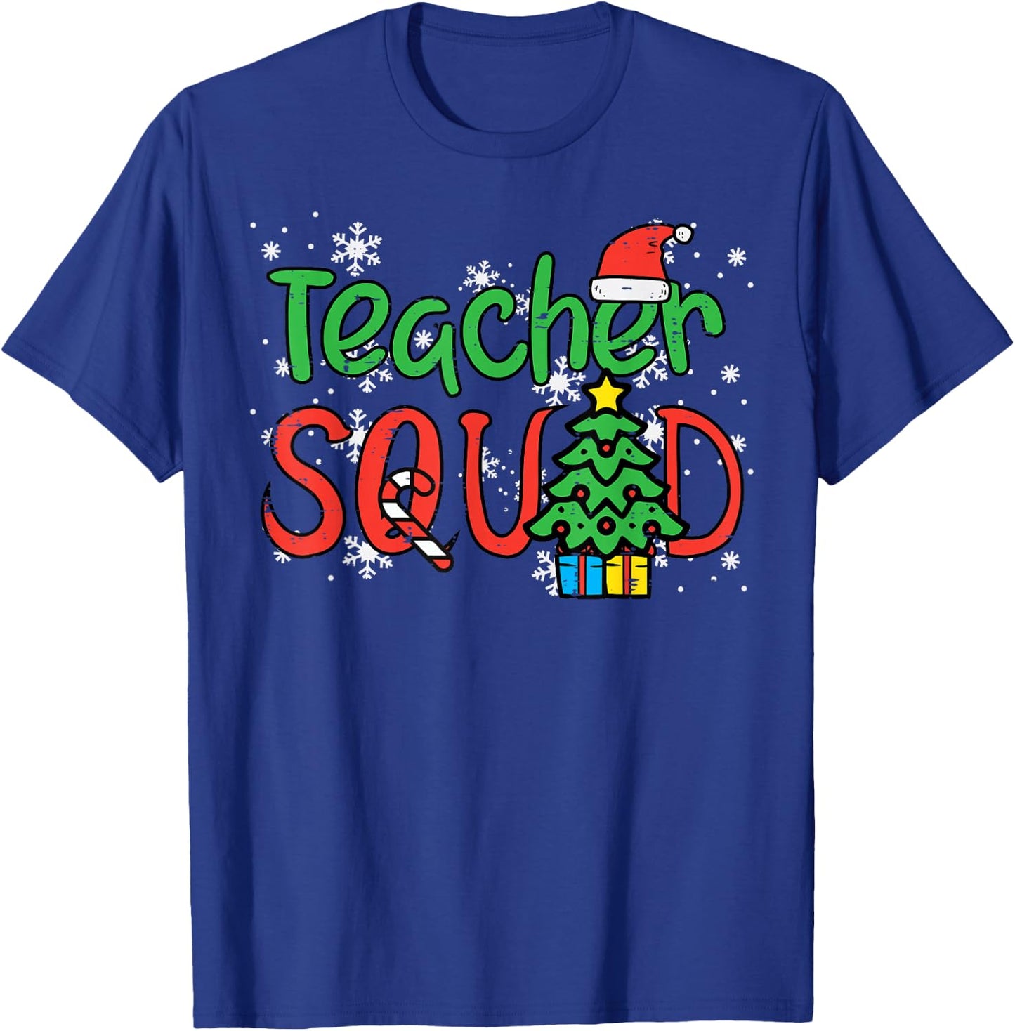 Christmas Teacher Squad Funny Xmas Teachers Crew Men Women T-Shirt - T-Shirt | Royal