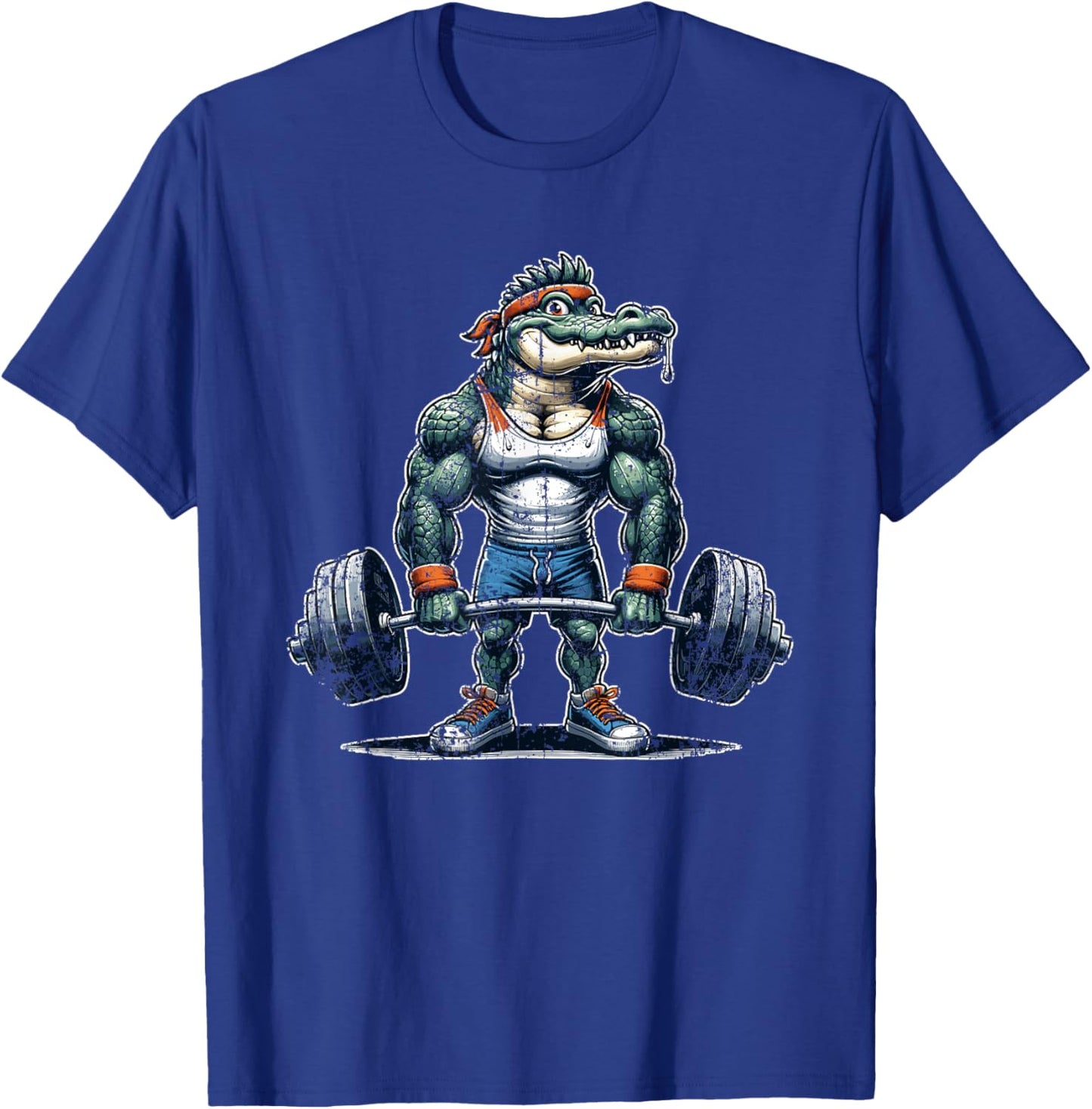 Threadrock Vintage Alligator Weightlifting Bodybuilder Muscle Fitness , Small, Black T-Shirt - T-Shirt | Royal