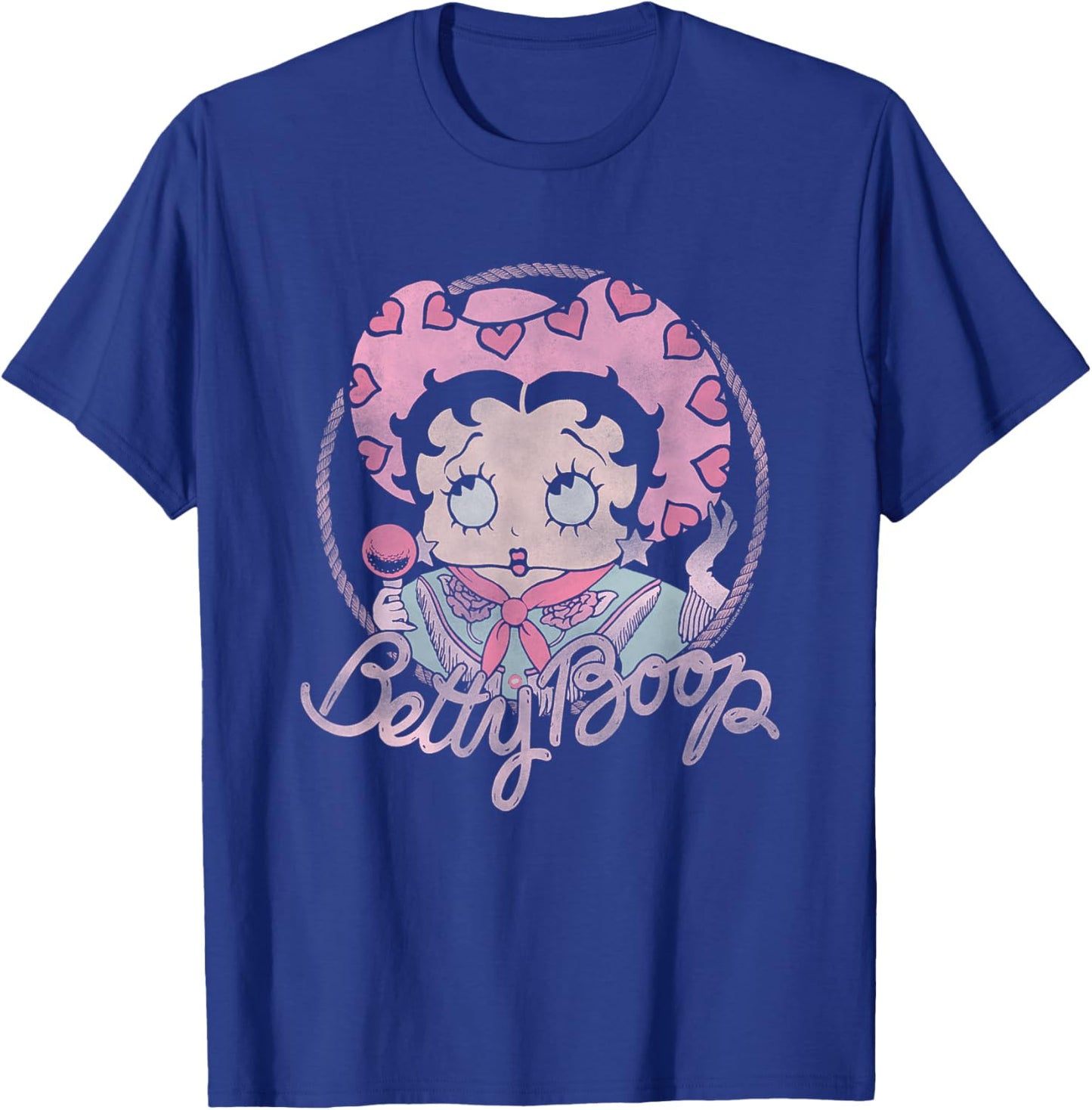 Betty Boop Iconic Retro Cute Cowgirl In Love Big Chest Frame T-Shirt - T-Shirt | Royal