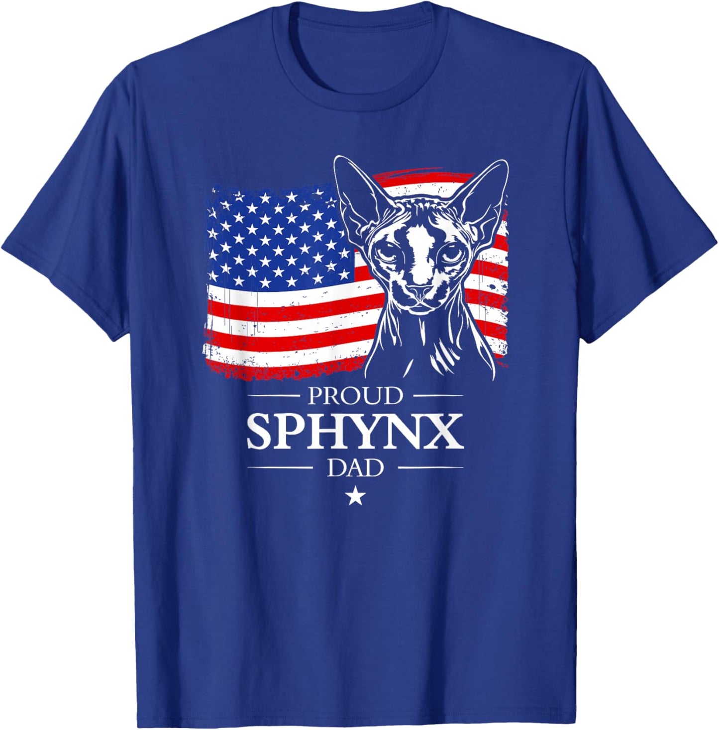 Proud Sphynx Dad American Flag patriotic cat gift cat T-Shirt - T-Shirt | Royal