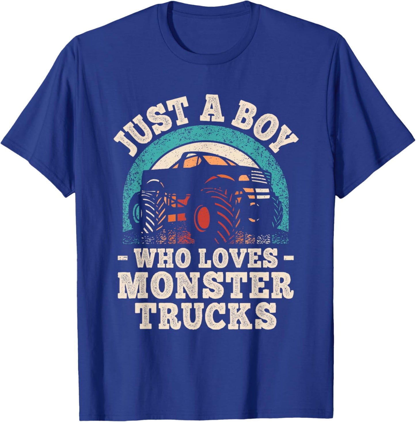 Just A Boy Who Loves Monster Trucks Funny Monster Truck T-Shirt - T-Shirt | Royal