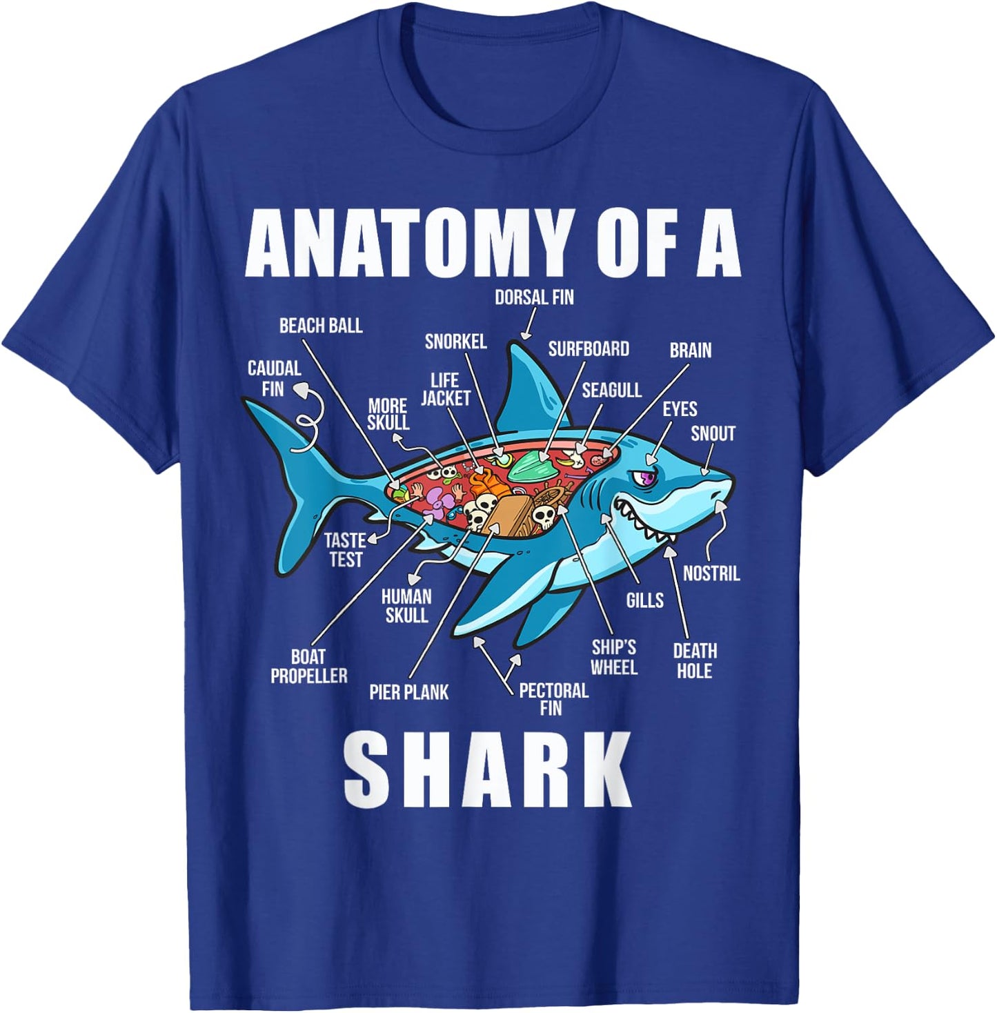 Anatomy Of A Shark Funny Marine Biology for Sharks Lovers T-Shirt - T-Shirt | Royal