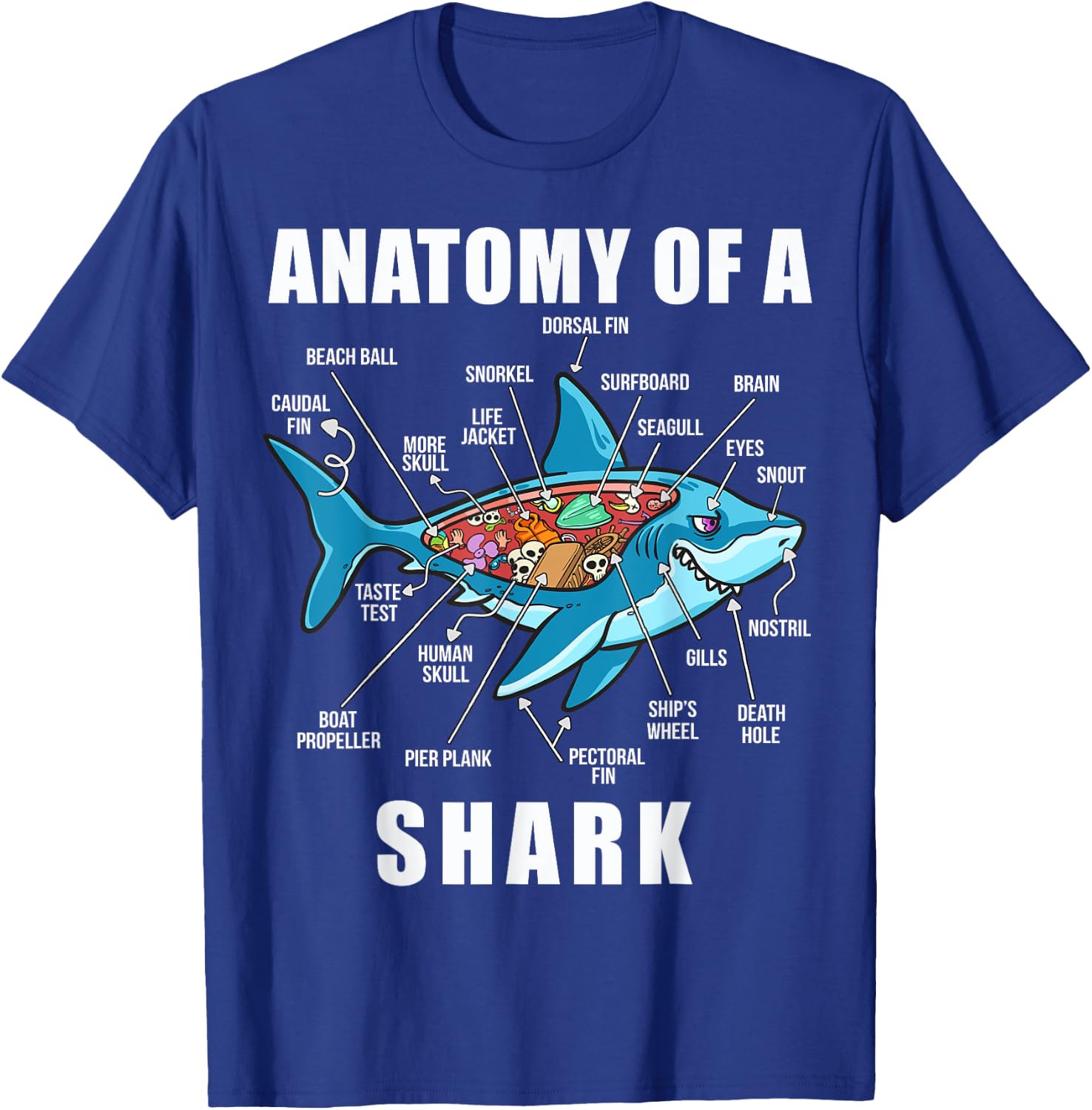 Anatomy Of A Shark Funny Marine Biology for Sharks Lovers T-Shirt - T-Shirt | Royal