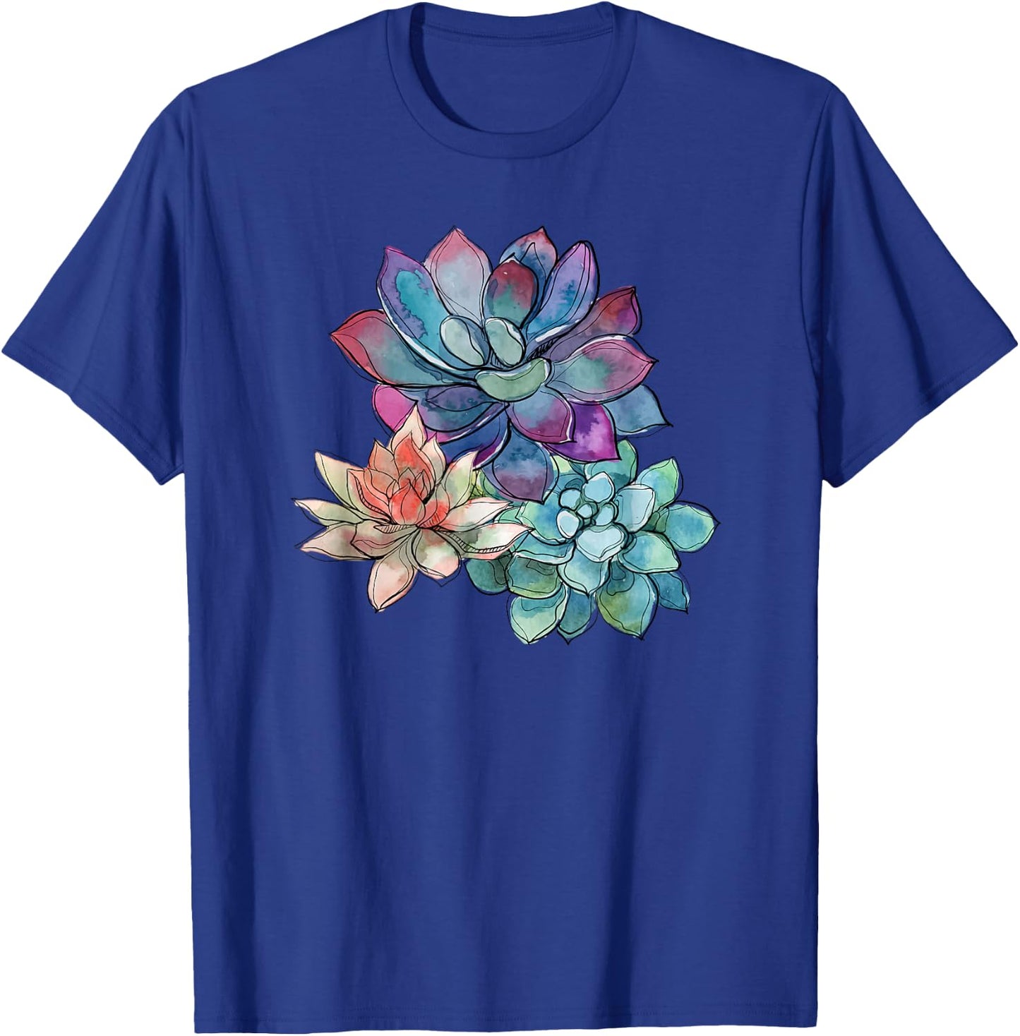 Succulent Beautiful Watercolor Succulents Plants T-Shirt - T-Shirt | Royal