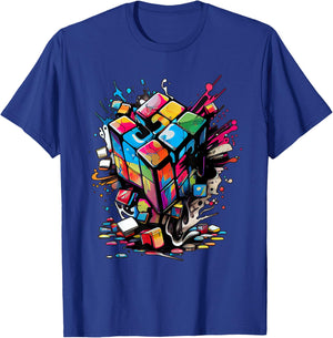 Puzzle Cube Exploding Speed Cubing 80's Youth Vintage Math T-Shirt - T-Shirt | Royal