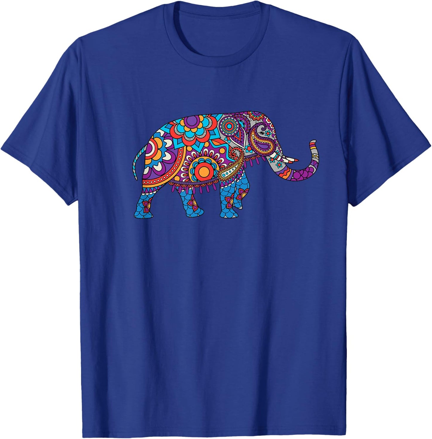 Colorful Indian Elephant Floral Patterns Elephant Art T-Shirt - T-Shirt | Royal