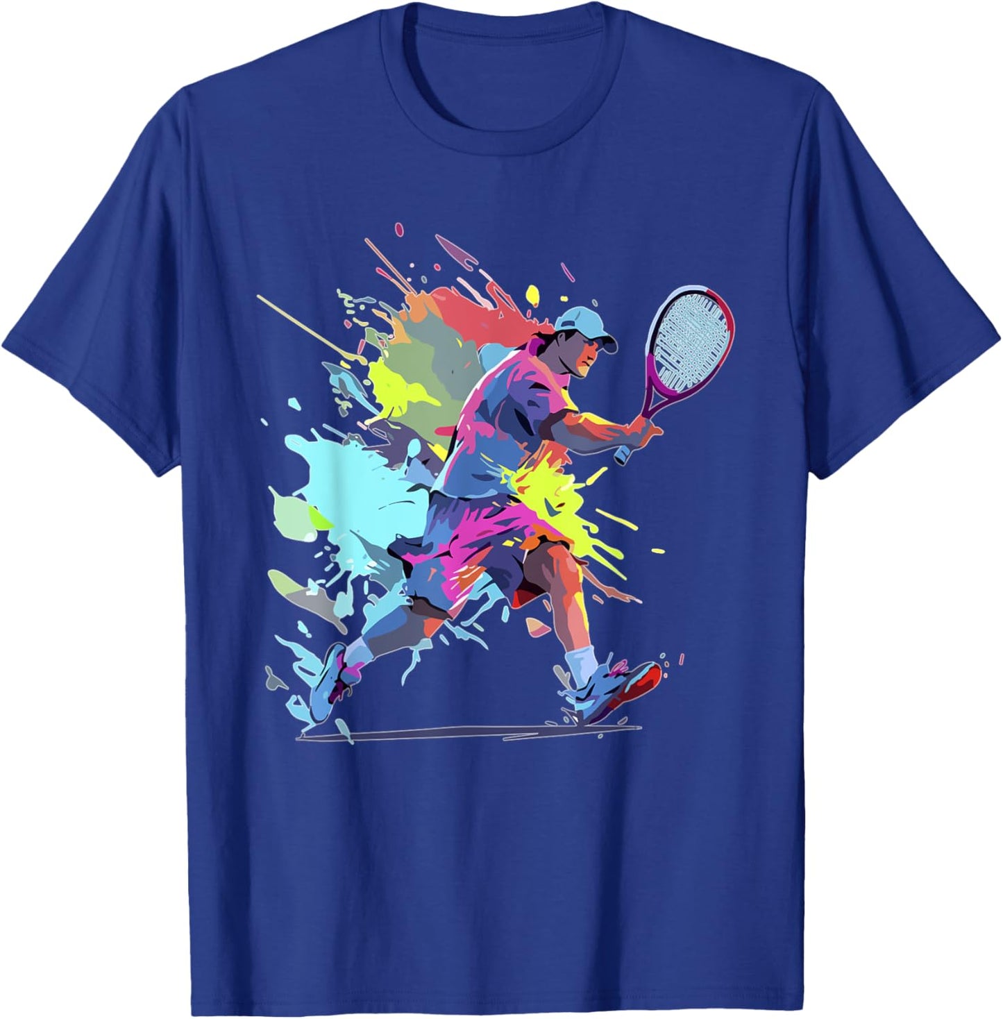 Tennis player Paint splash Tennis racket T-Shirt - T-Shirt | Royal