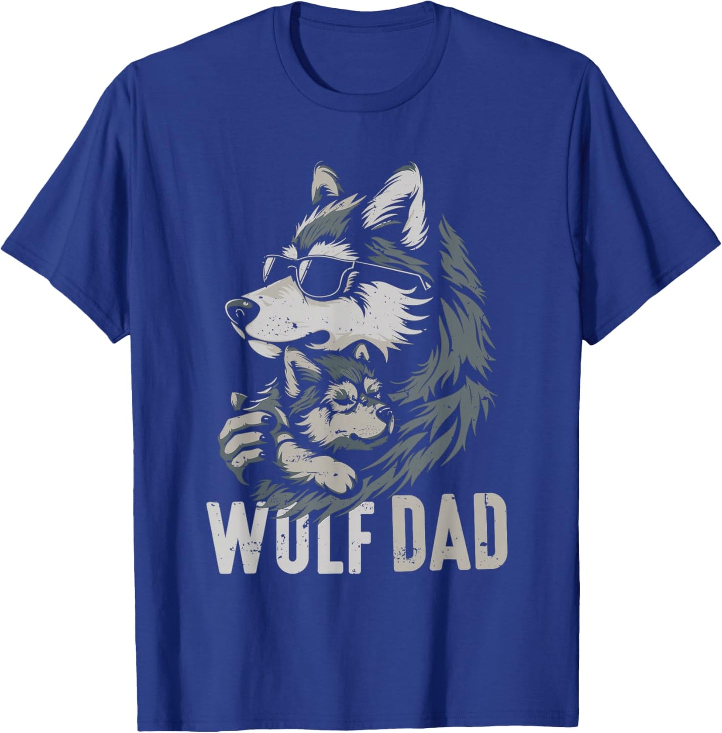Wolf Dad and Baby Funny Fathers Day Daddy Wolfs Lovers T-Shirt - T-Shirt | Royal
