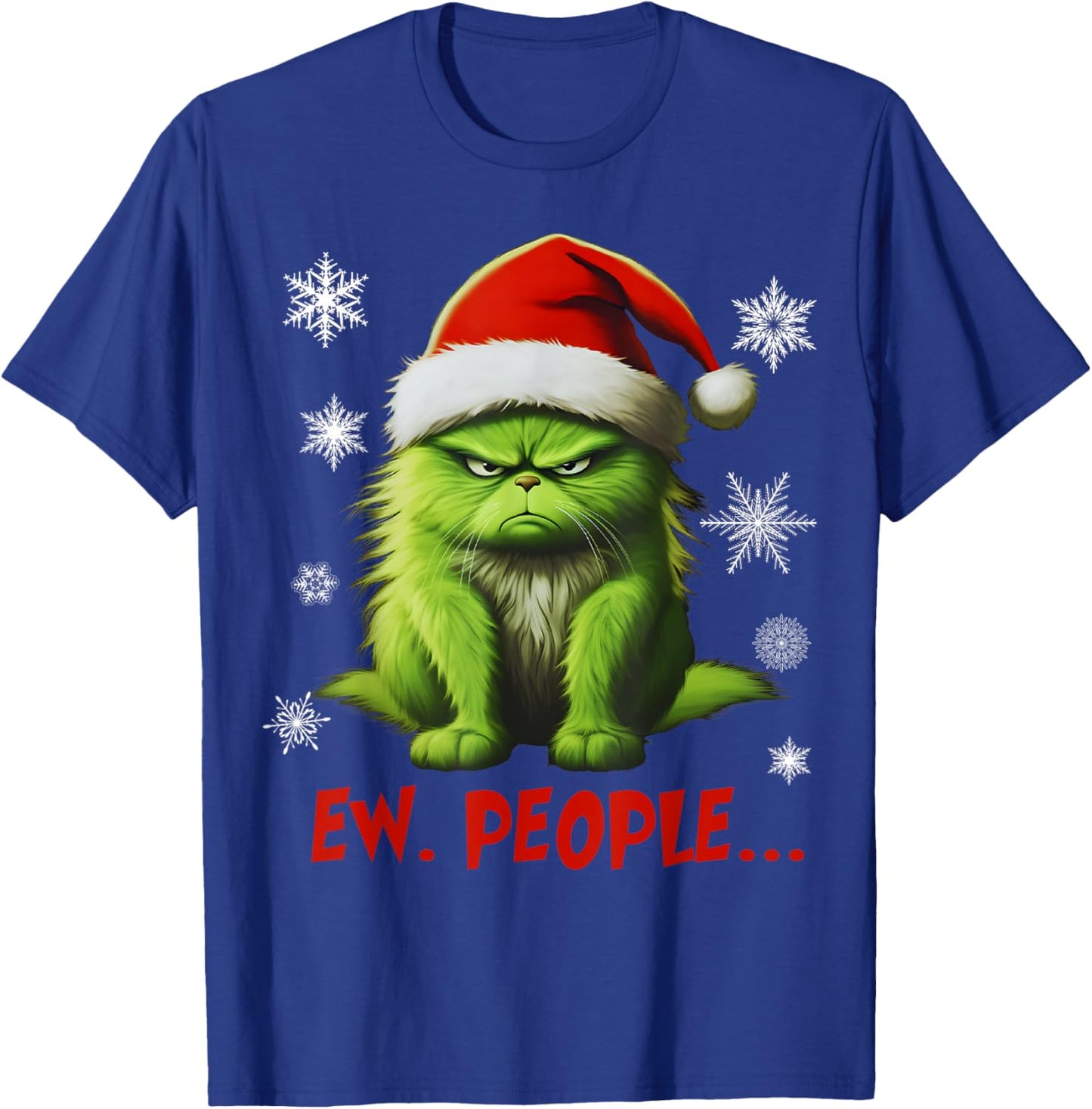 Funny Christmas Cat Ew People Meowy Cat Lovers Men Women Kid T-Shirt - T-Shirt | Royal