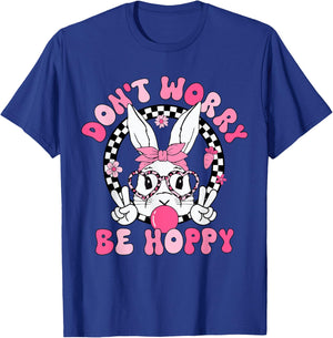 Happy Easter Groovy Bunny Face Don't Worry Be Hoppy Women T-Shirt - T-Shirt | Royal